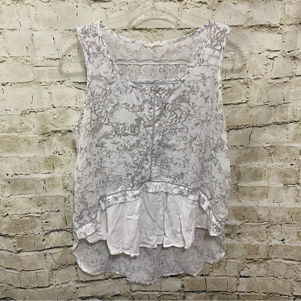 Mystree White Gray Printed Hi Low Tank Top